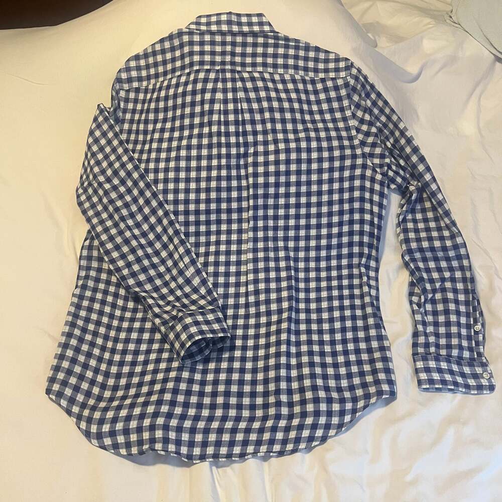 Ralph Lauren Blue Gingham Patterned Cotton Button Down Shirt Size LARGE - Picture 7 of 7